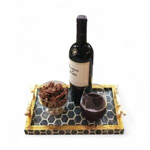 Grey Marble Gold Honeycomb Resin Tray 12x16 Decorative Holiday tabletop